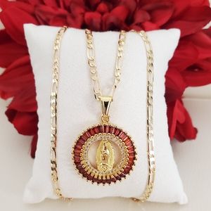 Virgen of Guadalupe Crystal Gold Plated Necklace